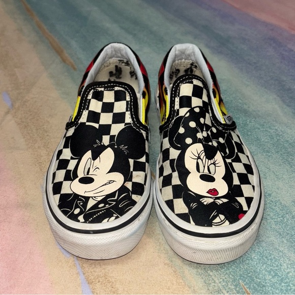 Vans Other - Vans Disney Classic Slip-On toddler size 12.5 Mickey & Minnie & Checker Flame